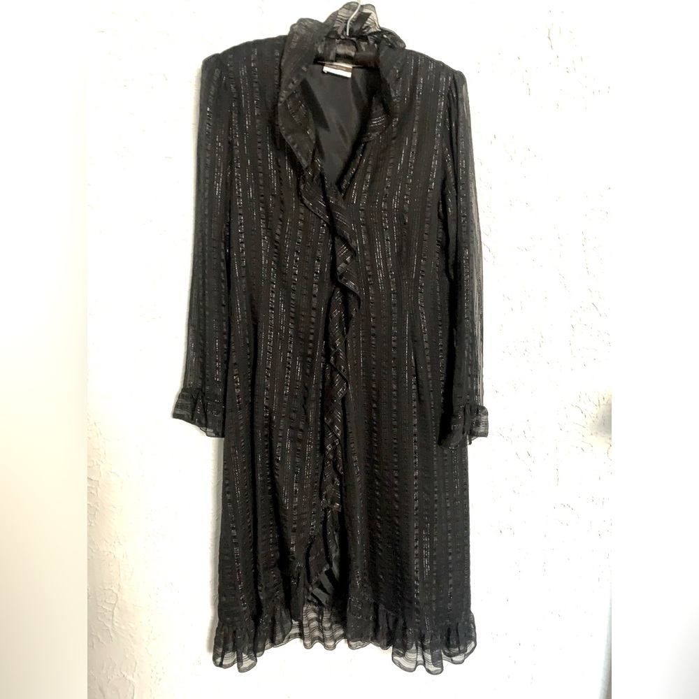 Hanae Mori Vintage Sheer Black Party Dress